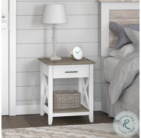 Key West Pure White and Shiplap Gray Drawer Nightstand