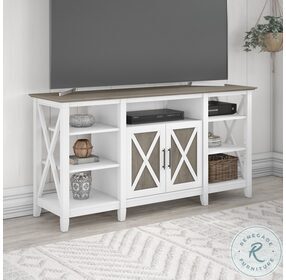 Key West Pure White and Shiplap Gray 65" Tall TV Stand