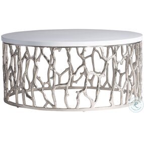 Milos Bone And Shiny Nickel Outdoor Occasional Table Set