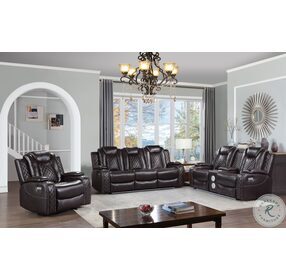 Joshua Dark Brown Leather Power Reclining Console Loveseat With Power Headrest And Footrest