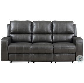 Linton Gray Leather Reclining Living Room Set with Power Footrest