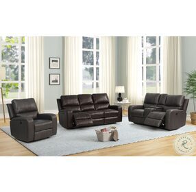 Linton Brown Leather Power Reclining Sofa With Power Footrest