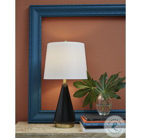 Ackson Glazed Black And Goldtone Ceramic Table Lamp Set of 2