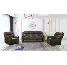 Sebastian Leather Grey Dual Reclining Sofa