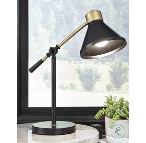 Garville Black And Goldtone Desk Lamp
