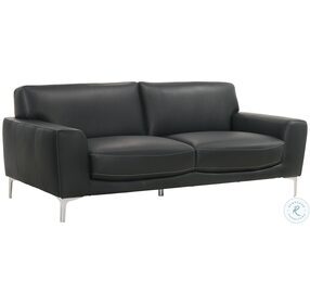 Carrara Black Leather Living Room Set
