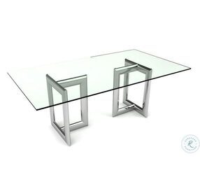 Laina Stainless Steel Glass Top Rectangular Dining Table