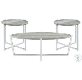 Niko Landry Light Natural And Chrome 3 Piece Occasional Table Set