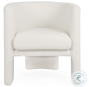 Lansky White Boucle Fully Upholstered Barrel Chair
