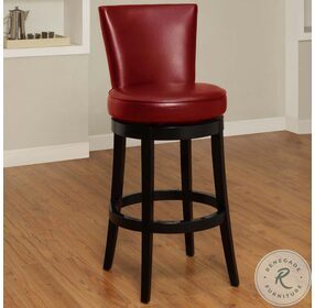 Boston Red Faux Leather 26" Swivel Counter Height Stool