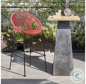 Acapulco Brick Red Rope 26" Outdoor Counter Height Stool