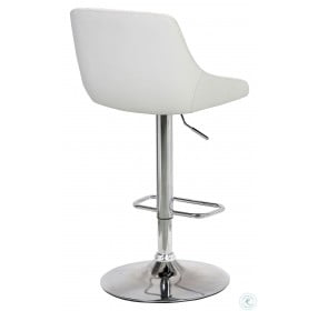 Anibal Chrome And White Faux Leather Adjustable Bar Stool