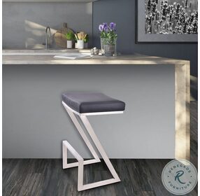 Atlantis Black Faux Leather Backless 26" Counter Height Stool