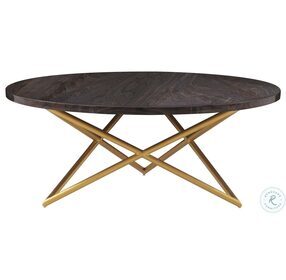Atala Brown Veneer Occasional Table Set with Brushed Gold Legs