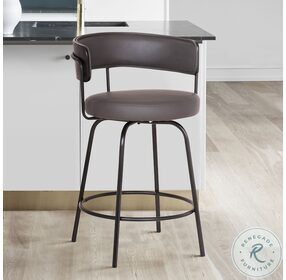 Avalon Gray Faux Leather 26" Swivel Counter Height Stool