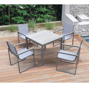 Bistro Grey Powder Coated Outdoor Patio Dining Table