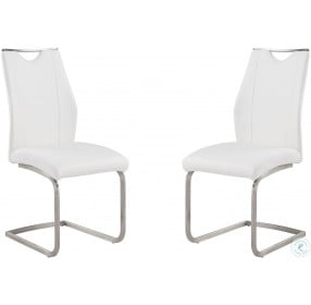 Bravo White and Stainless Steel Side Chair Set of 2