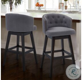Celine Grey Fabric 26" Wood Swivel Tufted Counter Height Stool