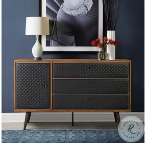Coco Balsamico Rustic Oak Wood And Faux Leather Dresser