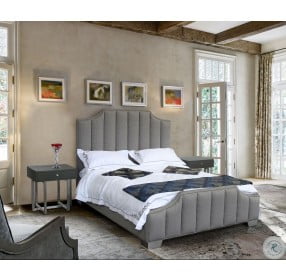 Camelot Grey Queen Upholstered Panel Bed