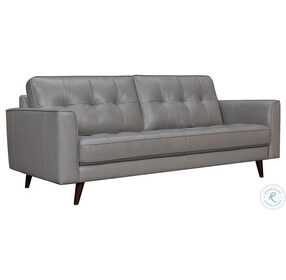 Daeson 86" Mid Century Modern Grey Genuine Leather Square Arm Sofa