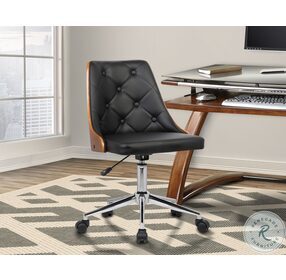 Diamond Black Faux Leather Mid Century Office Chair