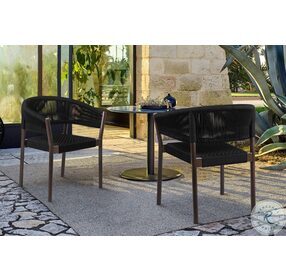 Doris Dark Eucalyptus Wood And Black Rope Outdoor Dining Chair Set of 2
