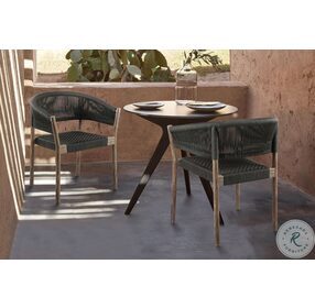 Doris Light Eucalyptus Wood And Charcoal Rope Outdoor Dining Chair Set of 2