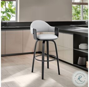 Daxton Gray Faux Leather and Black Wood 26" Counter Height Stool