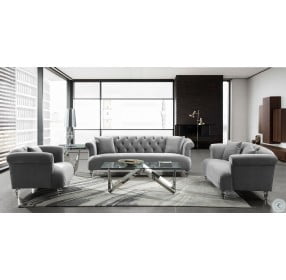 Elegance Grey Velvet Sofa Chair