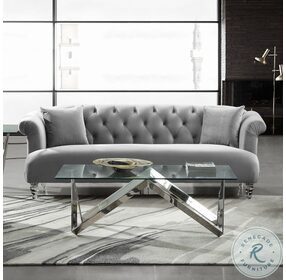 Elegance Gray Velvet Contemporary Living Room Set