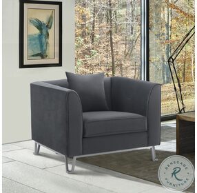 Everest Gray Fabric Upholstered Chair with Brushed Stainless Steel Legs