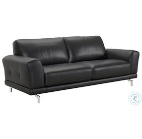 Everly Black Genuine Leather Contemporary Sofa