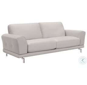 Everly Dove Gray Genuine Leather Contemporary Sofa