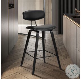 Fox Black Faux Leather 25" Counter Height Stool