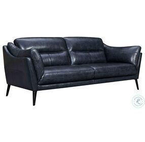 Franz Blue Genuine Leather Modern 87" Sofa