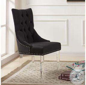 Gobi Black Velvet Modern And Contemporary Tufted Dining Chair