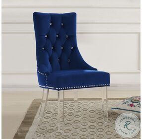 Gobi Blue Velvet Modern And Contemporary Tufted Dining Chair