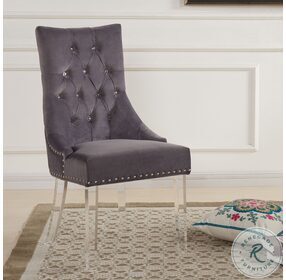 Gobi Gray Velvet Modern And Contemporary Tufted Dining Chair