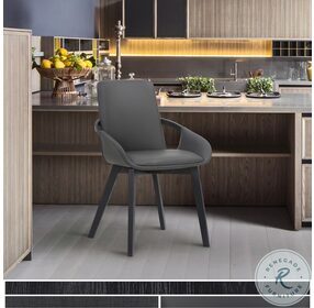 Greisen Gray Faux Leather Modern Dining Chair