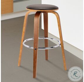 Harbor Brown Faux Leather Backless 26" Swivel Counter Height Stool
