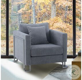 Heritage Gray Fabric Upholstered Accent Chair