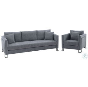 Heritage Gray Fabric Upholstered Sofa with Brushed Stainless Steel Legs