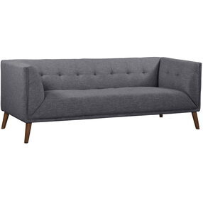 Hudson Mid-Century Dark Gray Linen Button Tufted Sofa