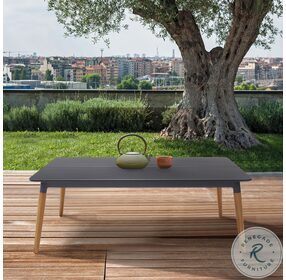 Ipanema Dark Grey And Natural Teak Rectangular Outdoor Coffee Table