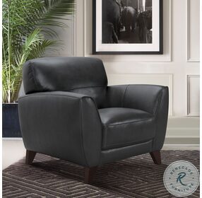 Jedd Black Genuine Leather Contemporary Chair