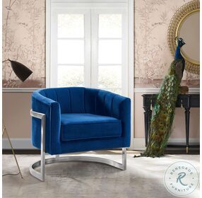 Kamila Blue Velvet Contemporary Accent Chair