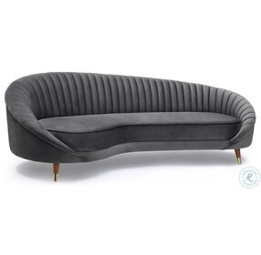 Karisma Dark Grey Curved Velvet Sofa