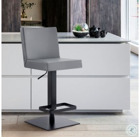 Legacy Matte Black And Grey Faux Leather Adjustable Bar Stool