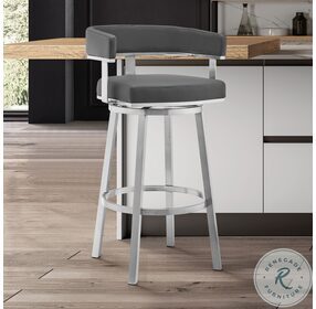 Lorin Gray Faux Leather 26" Swivel Counter Height Stool